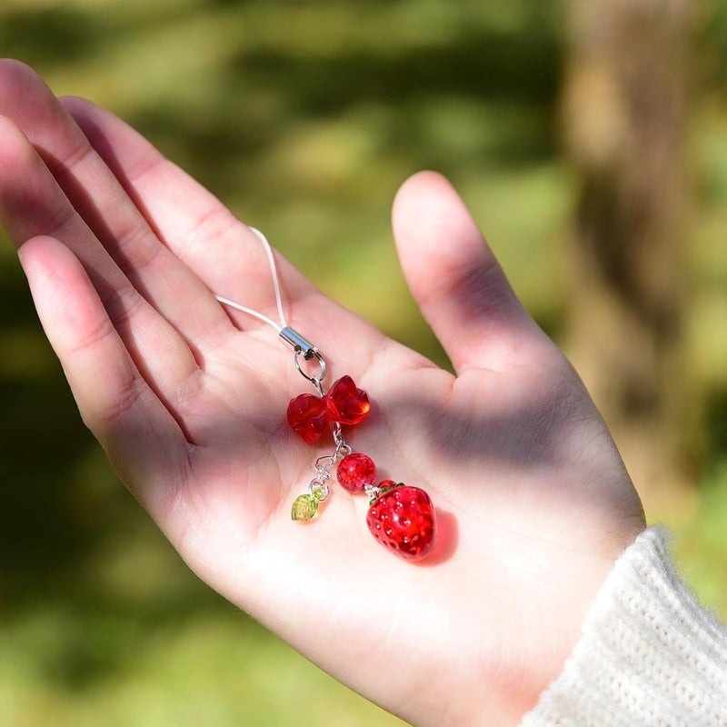 THSOGO Cute Strawberry Cherry Phone Charm Delicate Y2K Kpop Aesthetic Charm For Phone Bag Keychain Airpods Camera Pendants Decor - Image 5